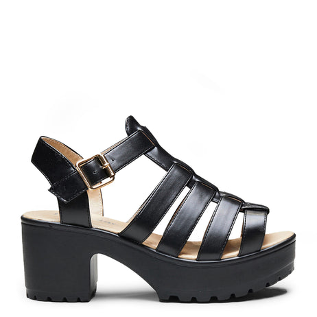 SII Black Strappy Cleated Sandals