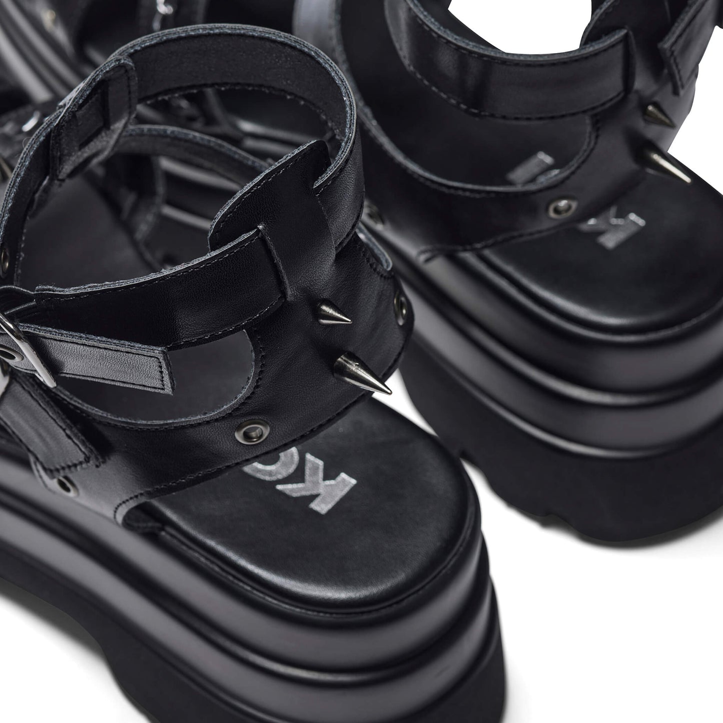 The Divine Destruction Spiked Chunky Sandals - Black - Koi Footwear - Back Detail