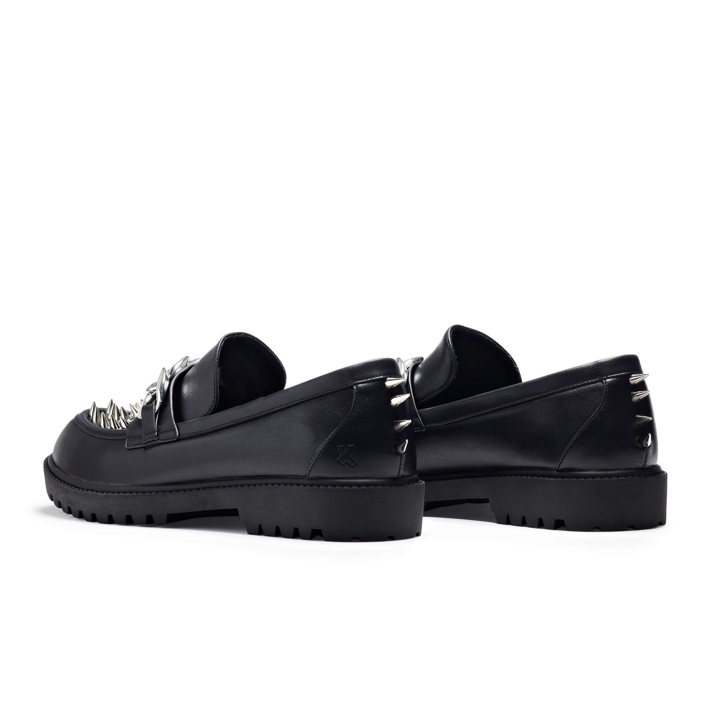 The Grave Warden Men's Spiked Loafers - Shoes - KOI Footwear - Black - Back View