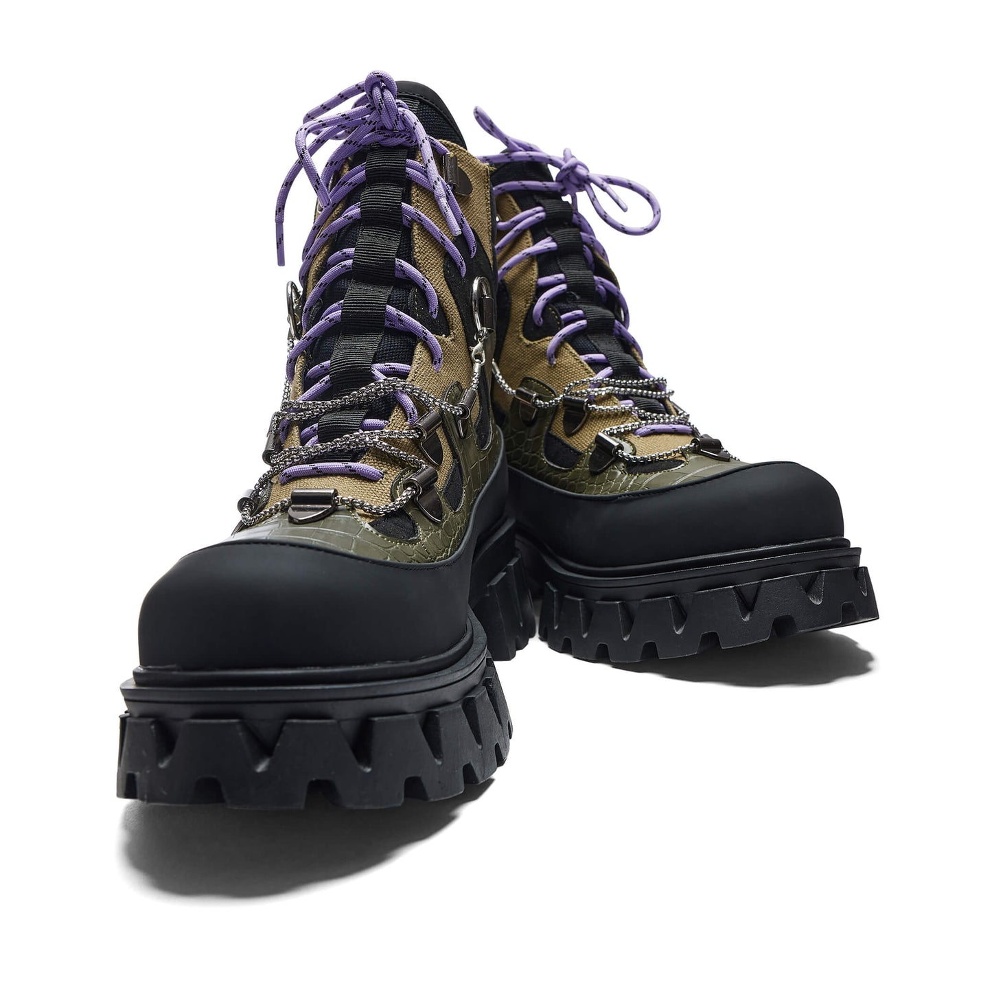 The Koi Reaper Men's Hiking Boots - Tanned Croc - Ankle Boots - KOI Footwear - Green - Front View