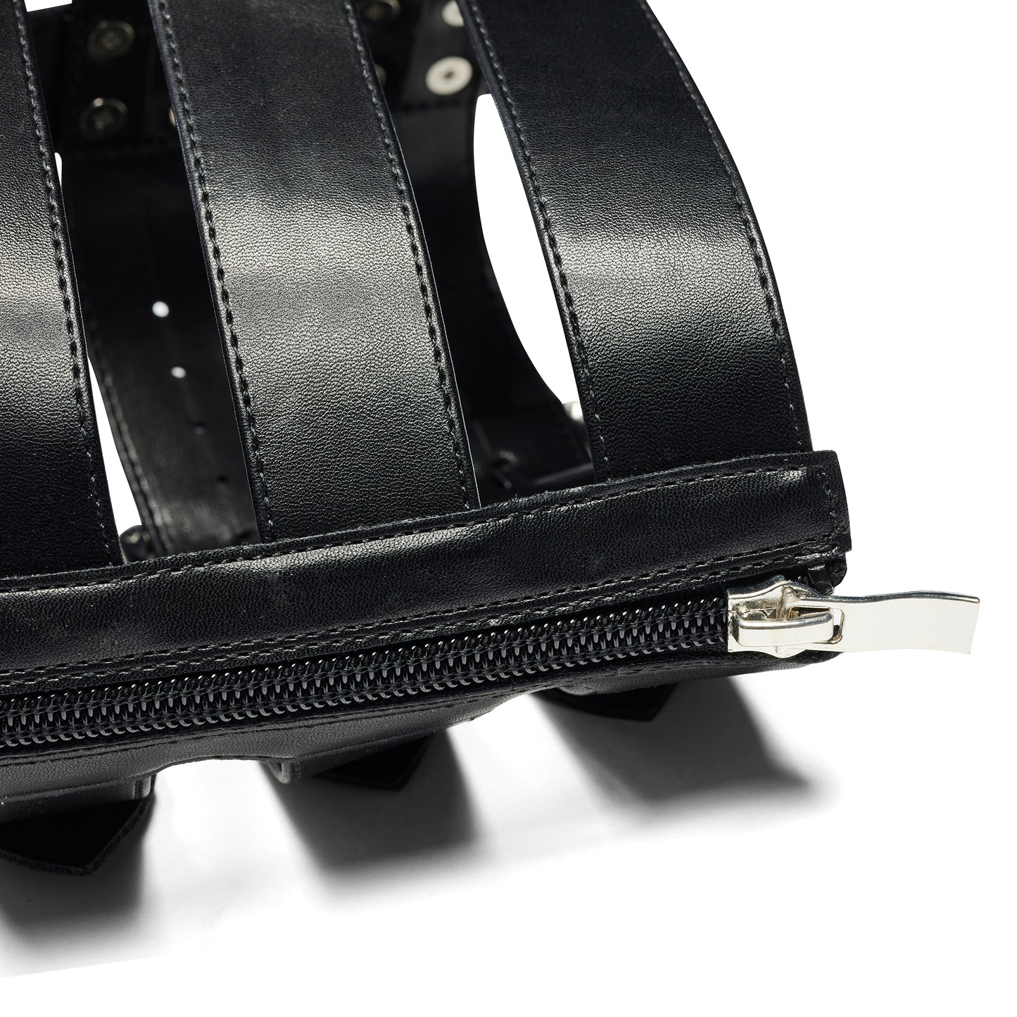The Mage Resistor Spiked Black Sandals - Black - Koi Footwear - Zipper Detail