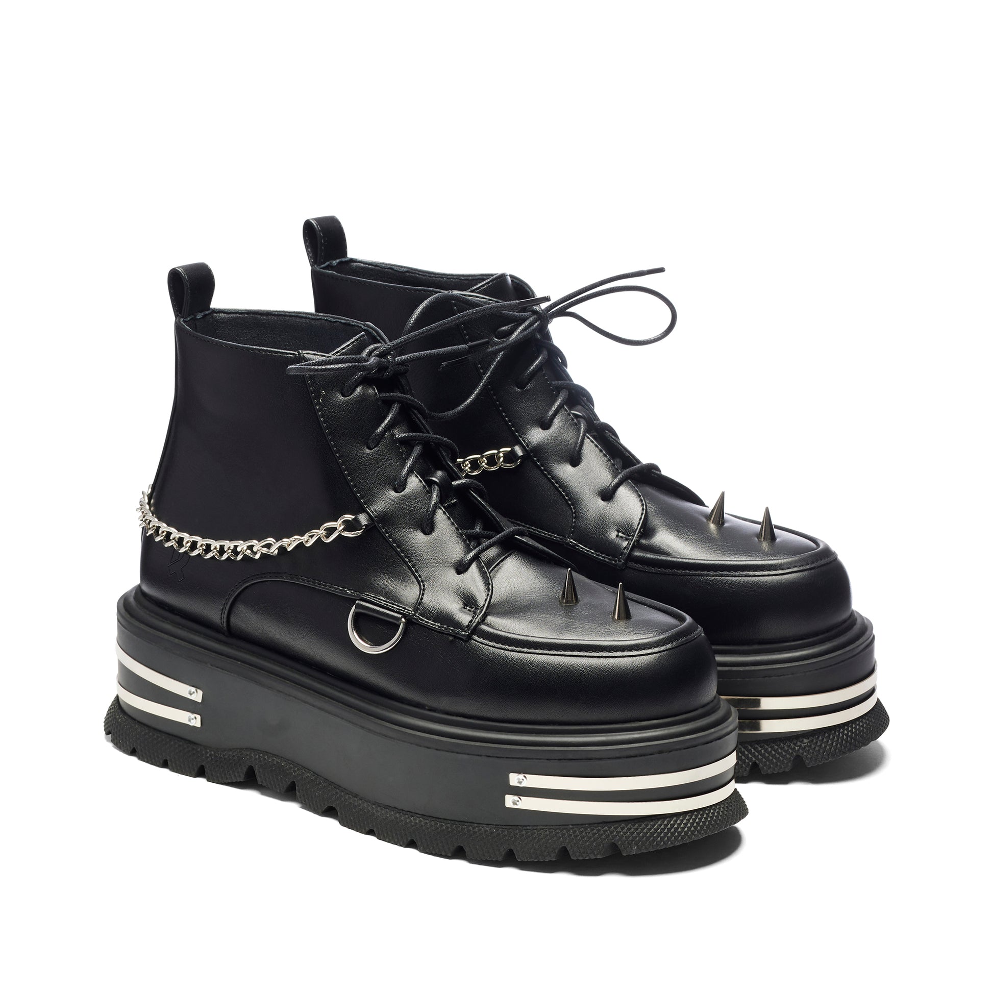 The Silence Men's Platform Grunge Boots - Black - Koi Footwear - Three-Quarters View