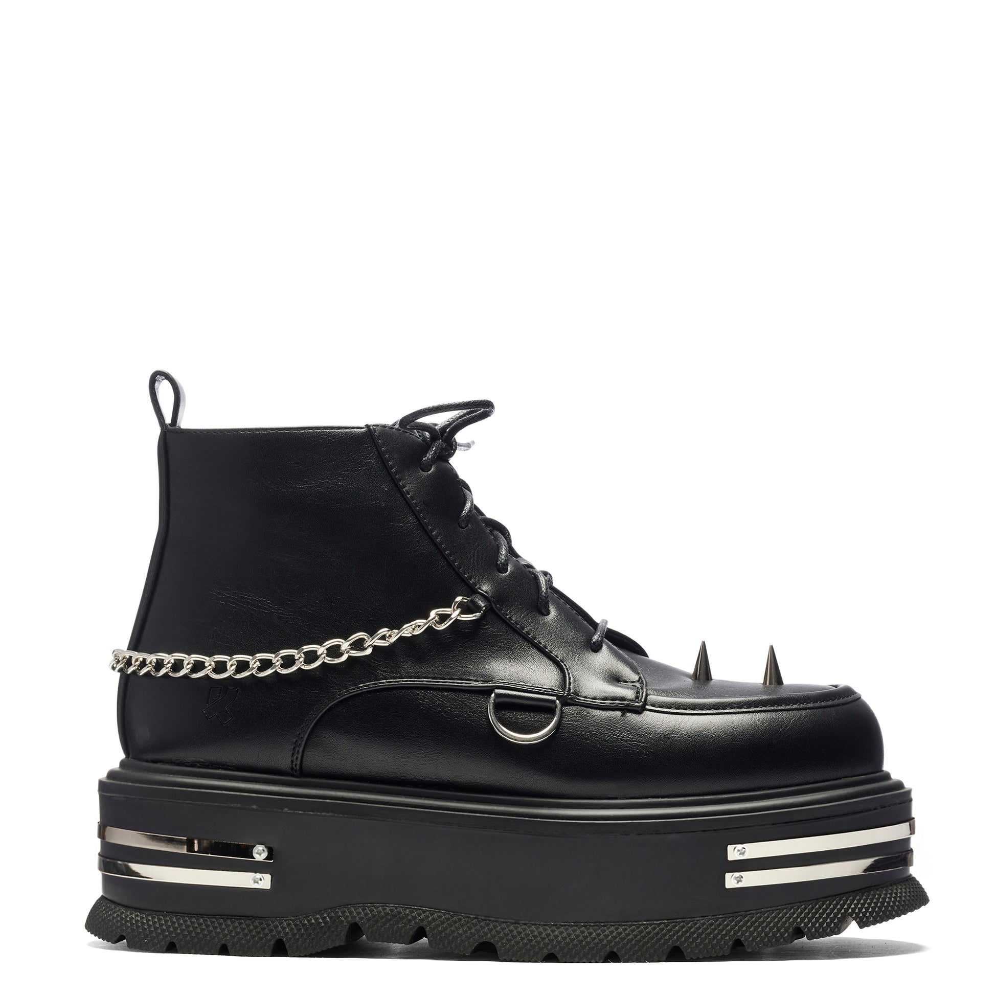 The Silence Men's Platform Grunge Boots - Black - Koi Footwear - Side View