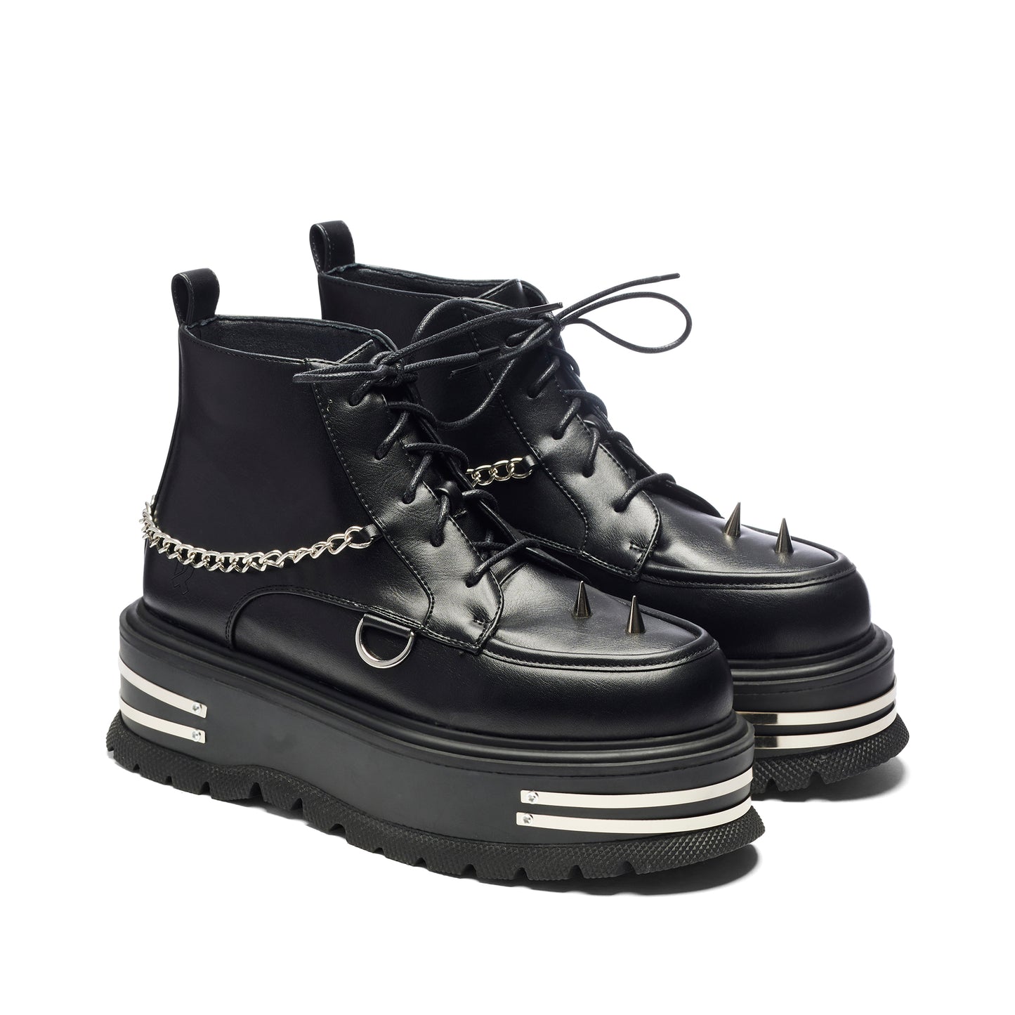 The Silence Platform Grunge Boots - Black - Koi Footwear - Three-Quarters View