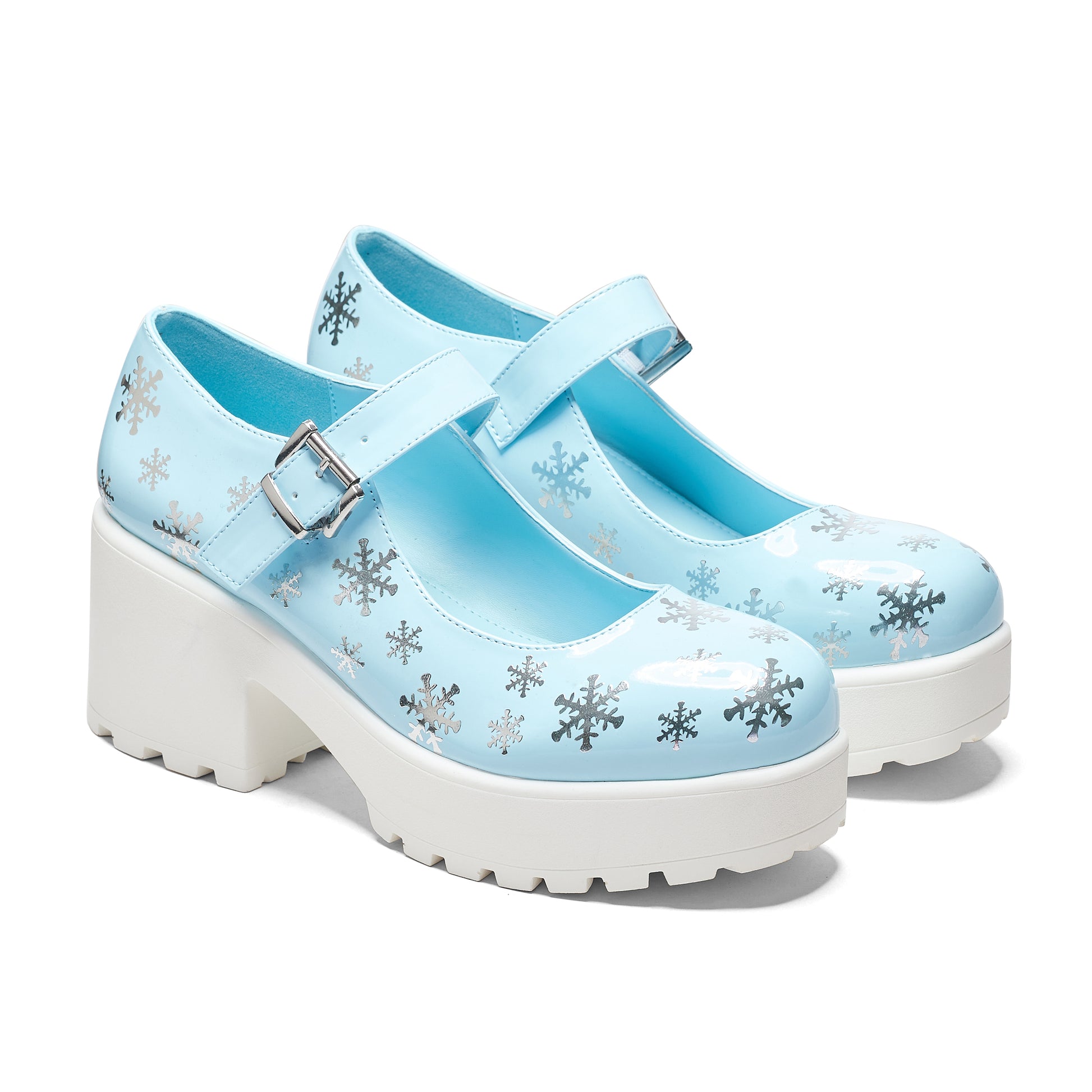 Tira Blue Mary Janes ' Frosty Kisses Edition' - Mary Janes - KOI Footwear - Blue - Three-Quarter View