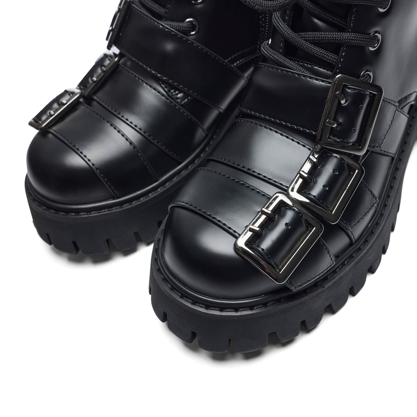 The Curse Of The Black Widow Boots - Black - Ankle Boots - KOI Footwear - Black - Front Detail View