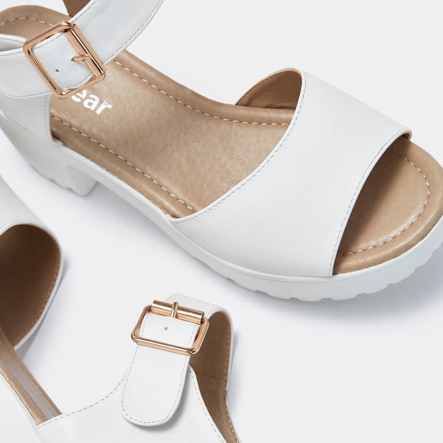 LOR White Chunky Sandals - Sandals - KOI Footwear - White - Top Detail