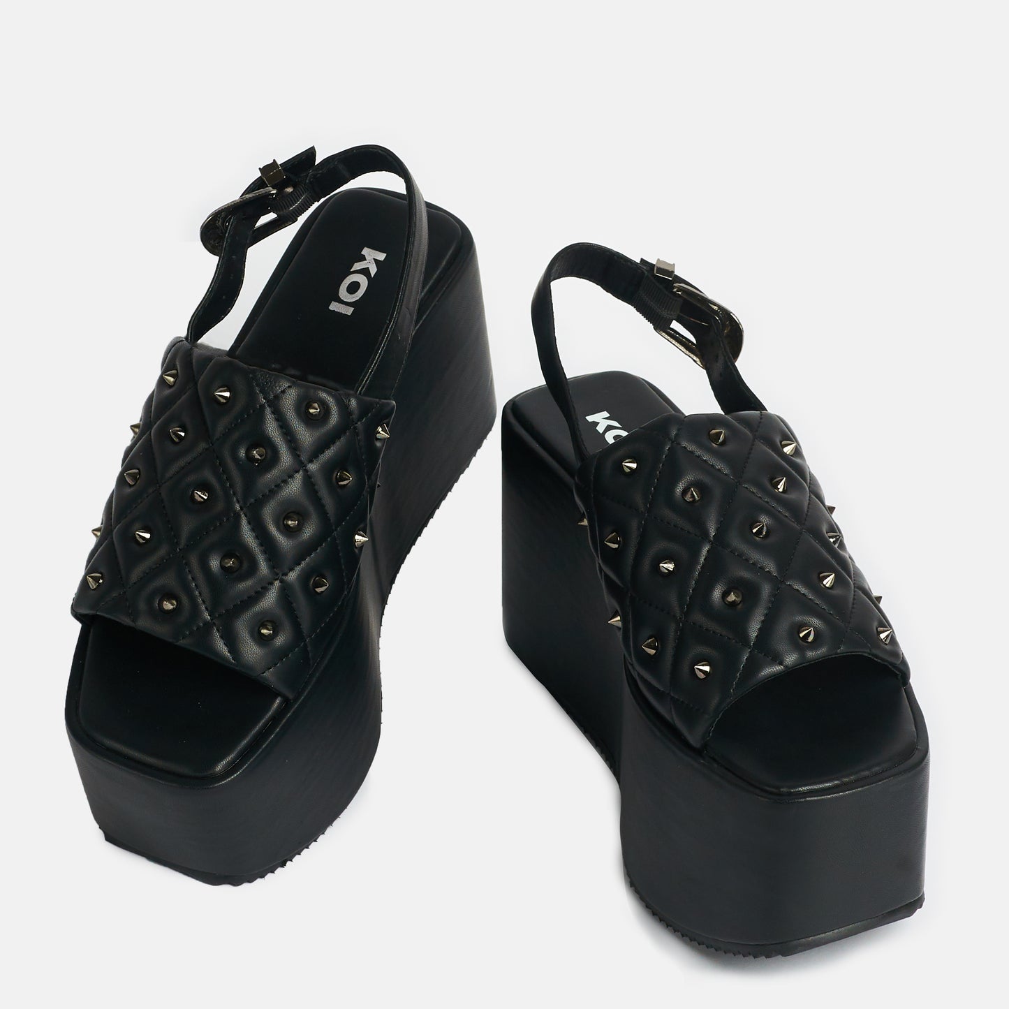 Imperial Web Mega Platform Sandals - Sandals - KOI Footwear - Black - Front View
