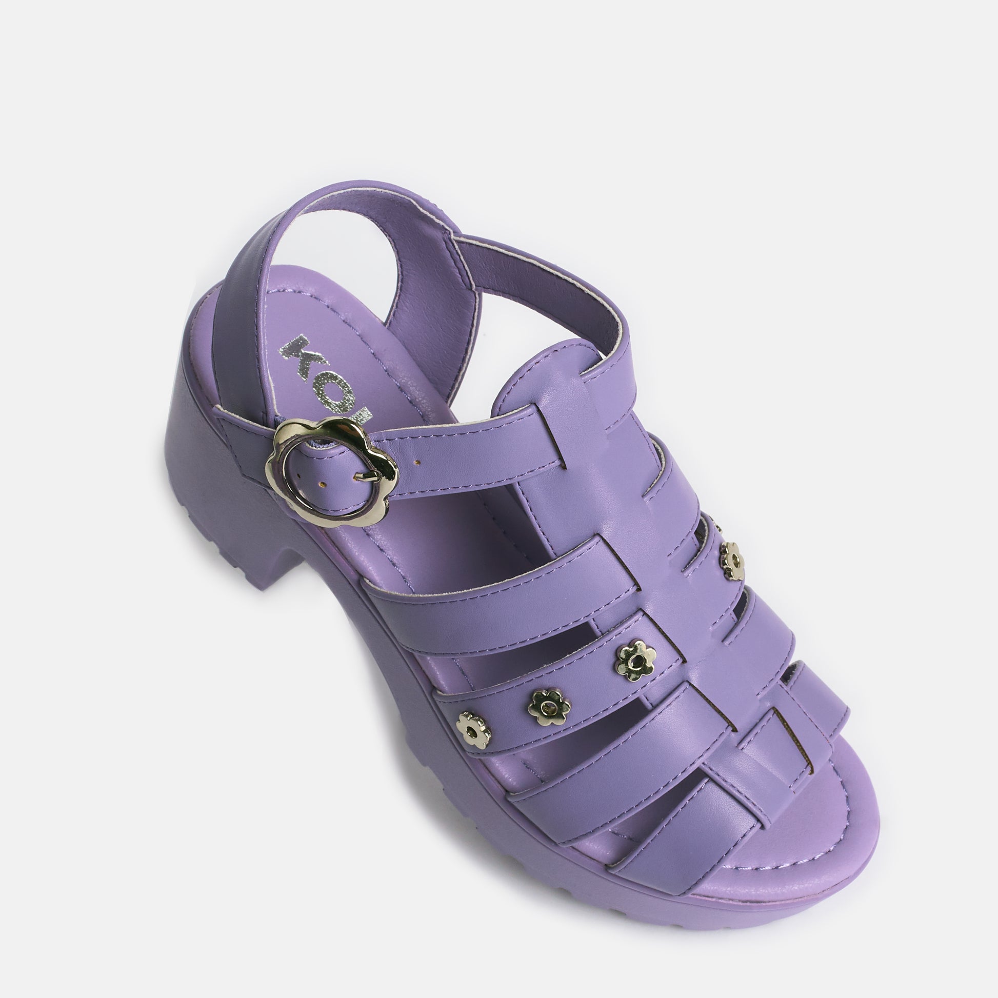 Desert Paradise Orchid Flower Sandals - Sandals - KOI Footwear - Purple - Top View