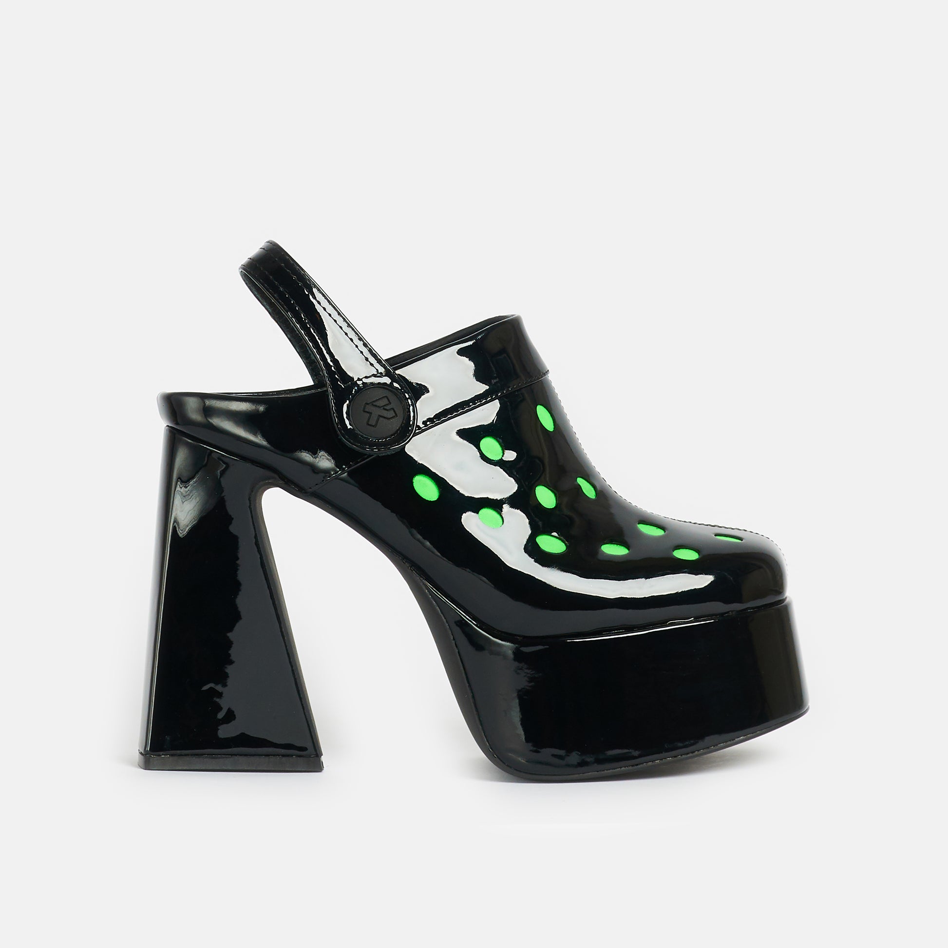 Galactic Boom Neon Alien Heels - Shoes - KOI Footwear - Black - Side View