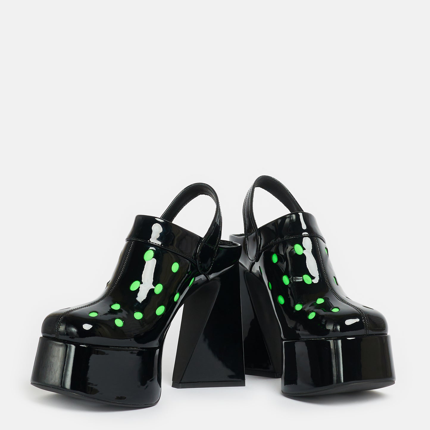 Galactic Boom Neon Alien Heels - Shoes - KOI Footwear - Black - Front View