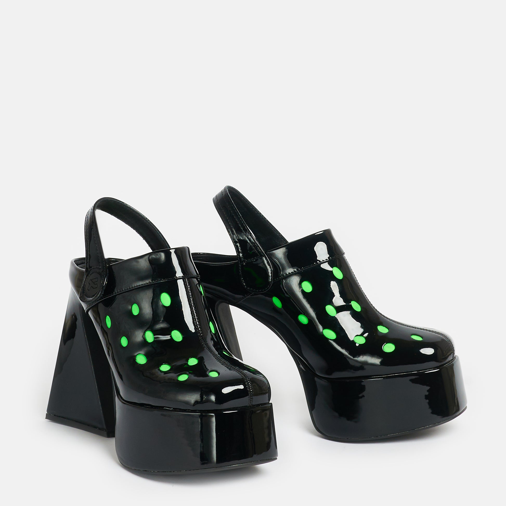 Galactic Boom Neon Alien Heels - Shoes - KOI Footwear - Black - Three-Quarter View