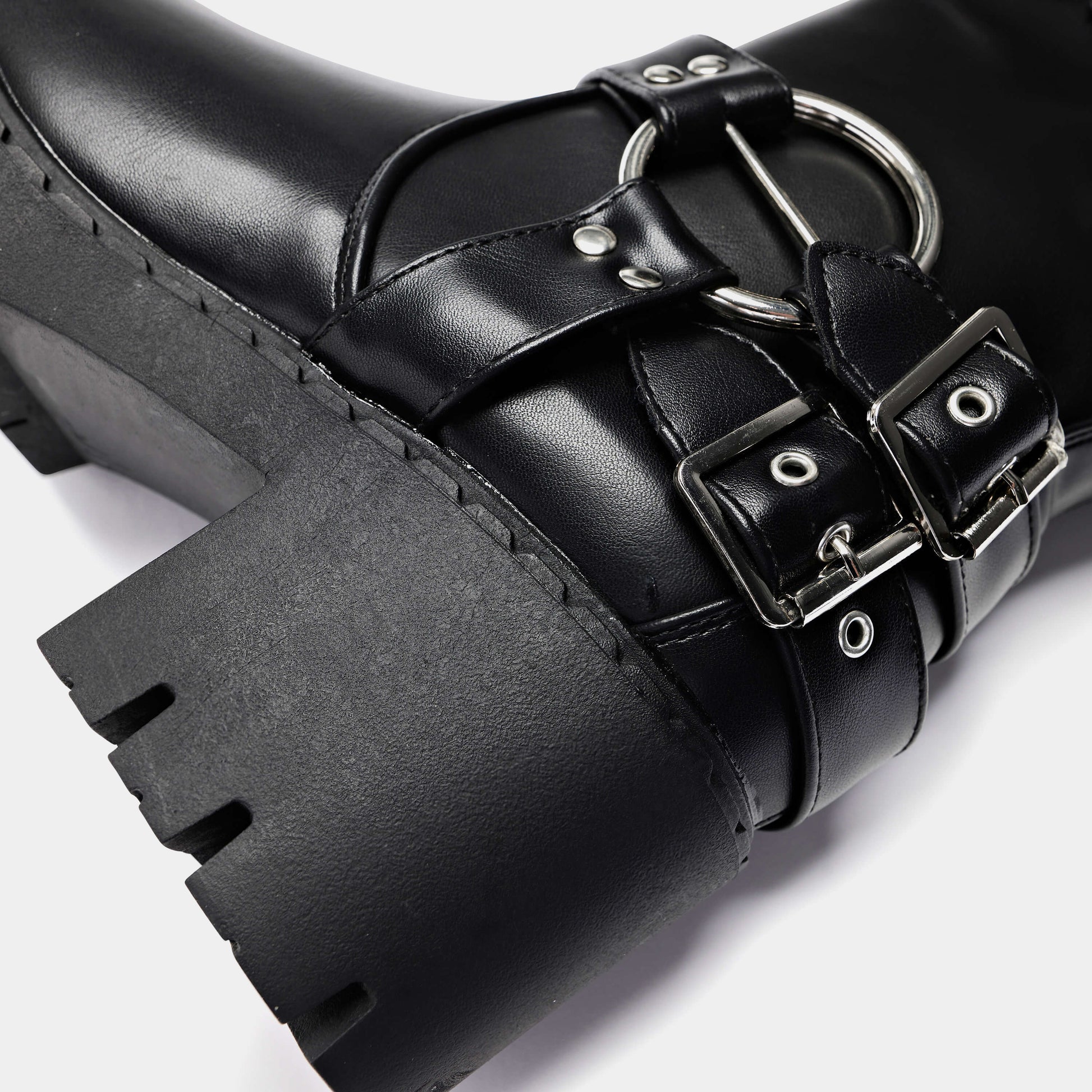 Oblivion Grunge Switch Boots - Ankle Boots - KOI Footwear - Black - Heel Detail