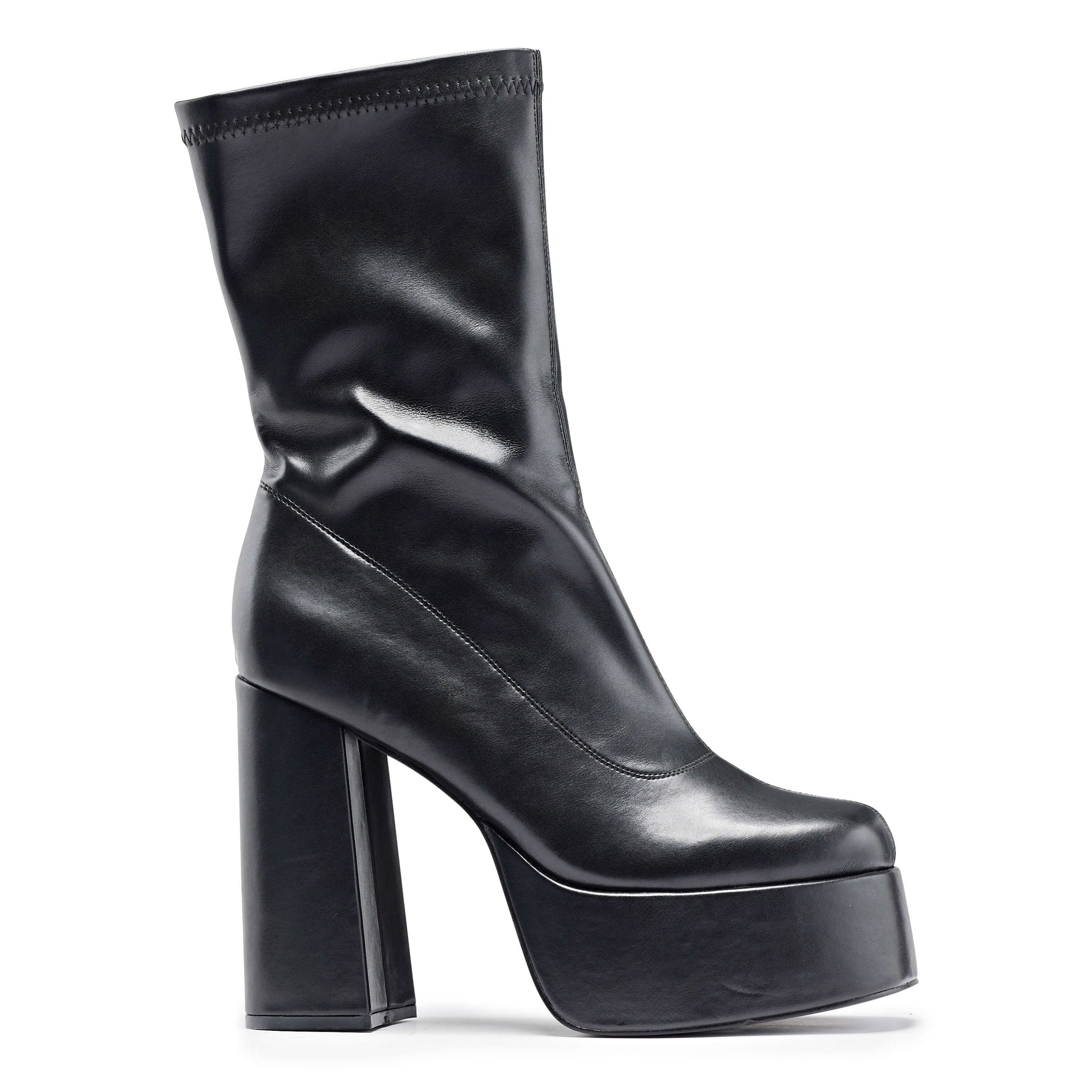 Delano Men's Black Platform Heeled Boots - Ankle Boots - KOI Footwear - Black - Side View