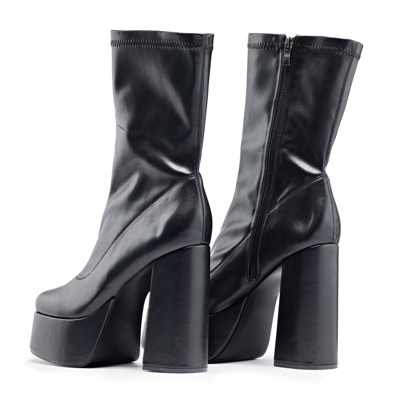 Delano Men's Black Platform Heeled Boots - Ankle Boots - KOI Footwear - Black - Back View
