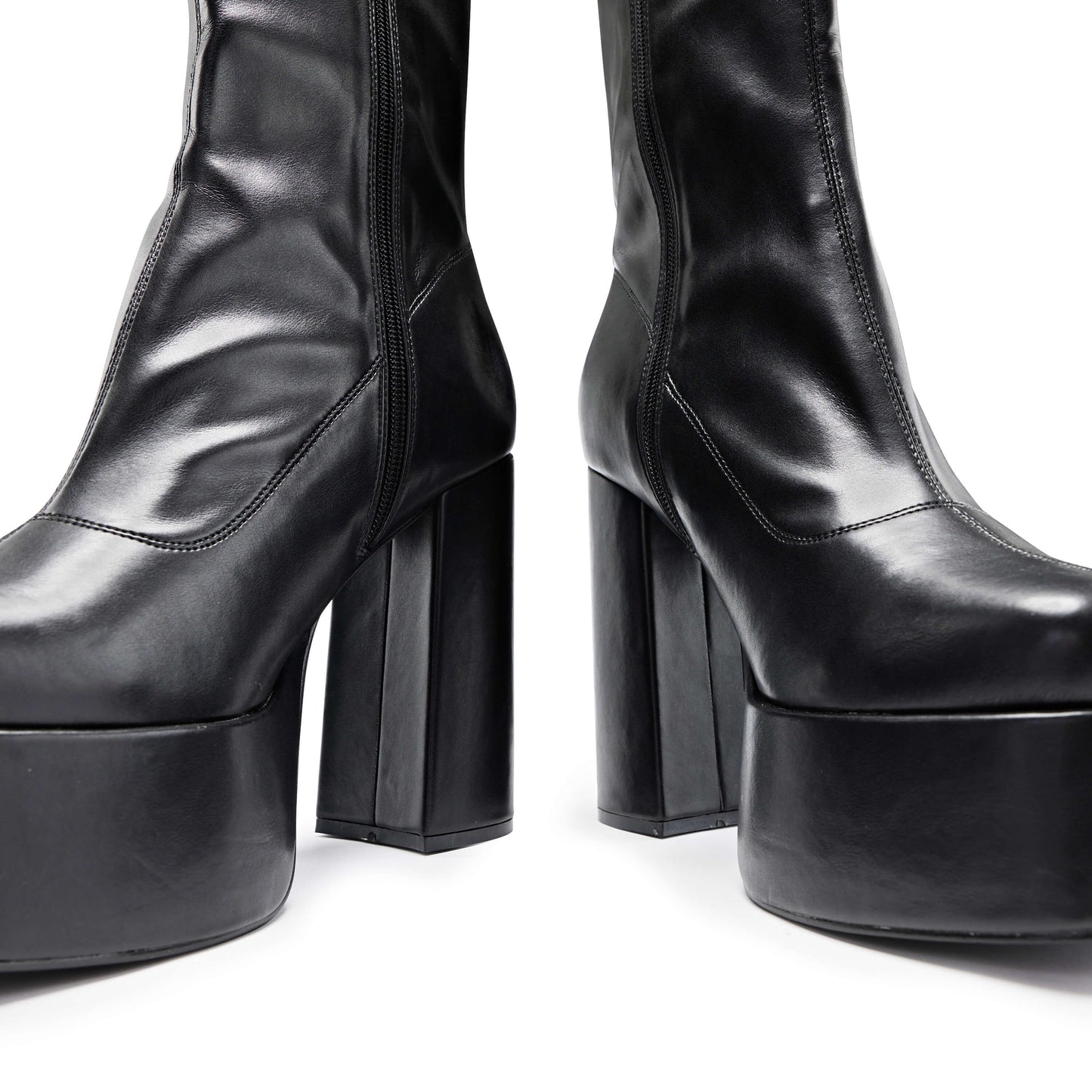 Delano Men's Black Platform Heeled Boots - Ankle Boots - KOI Footwear - Black - Front Detail