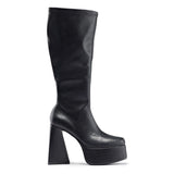Marfa Black Heeled Long Boots