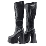 Marfa Black Heeled Long Boots