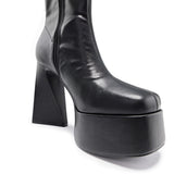 Marfa Black Heeled Long Boots
