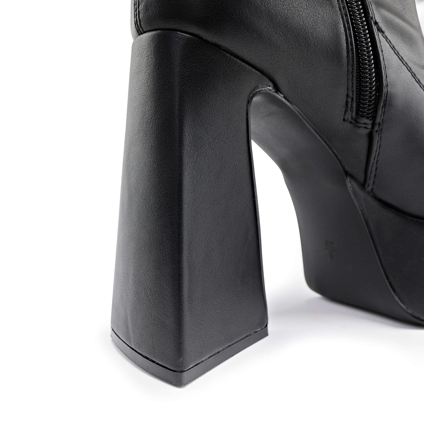Marfa Black Heeled Long Boots