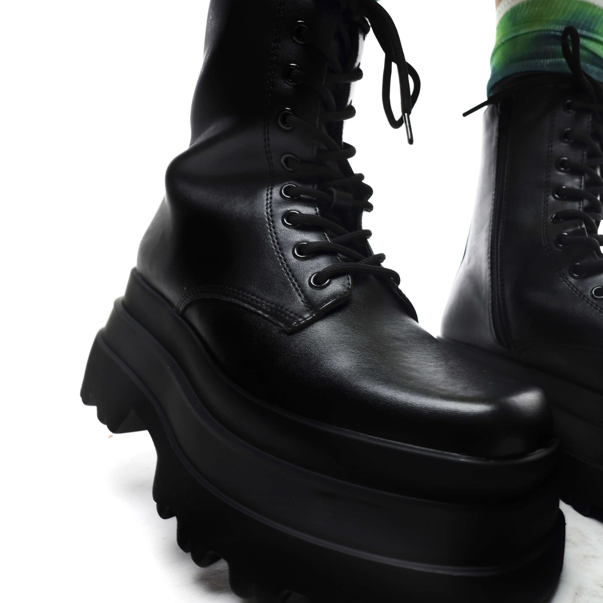 Deathwatch Trident Platform Boots - Ankle Boots - KOI Footwear - Black - Front Detail