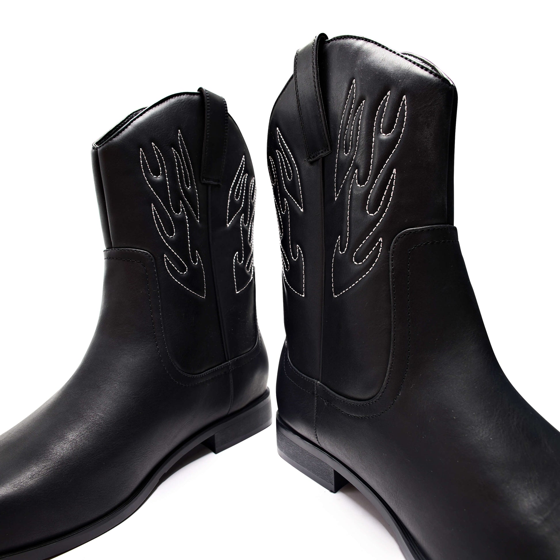 Broken Bronco Men's Grey Flame Cowboy Boots - Ankle Boots - KOI Footwear - Black - Front Detail