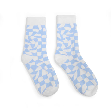 Check Mate Blue Socks - Accessories - KOI Footwear - Blue - Main View