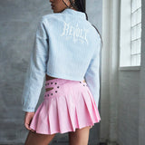 Honeydrop Striped Crop Shirt - Baby Blue