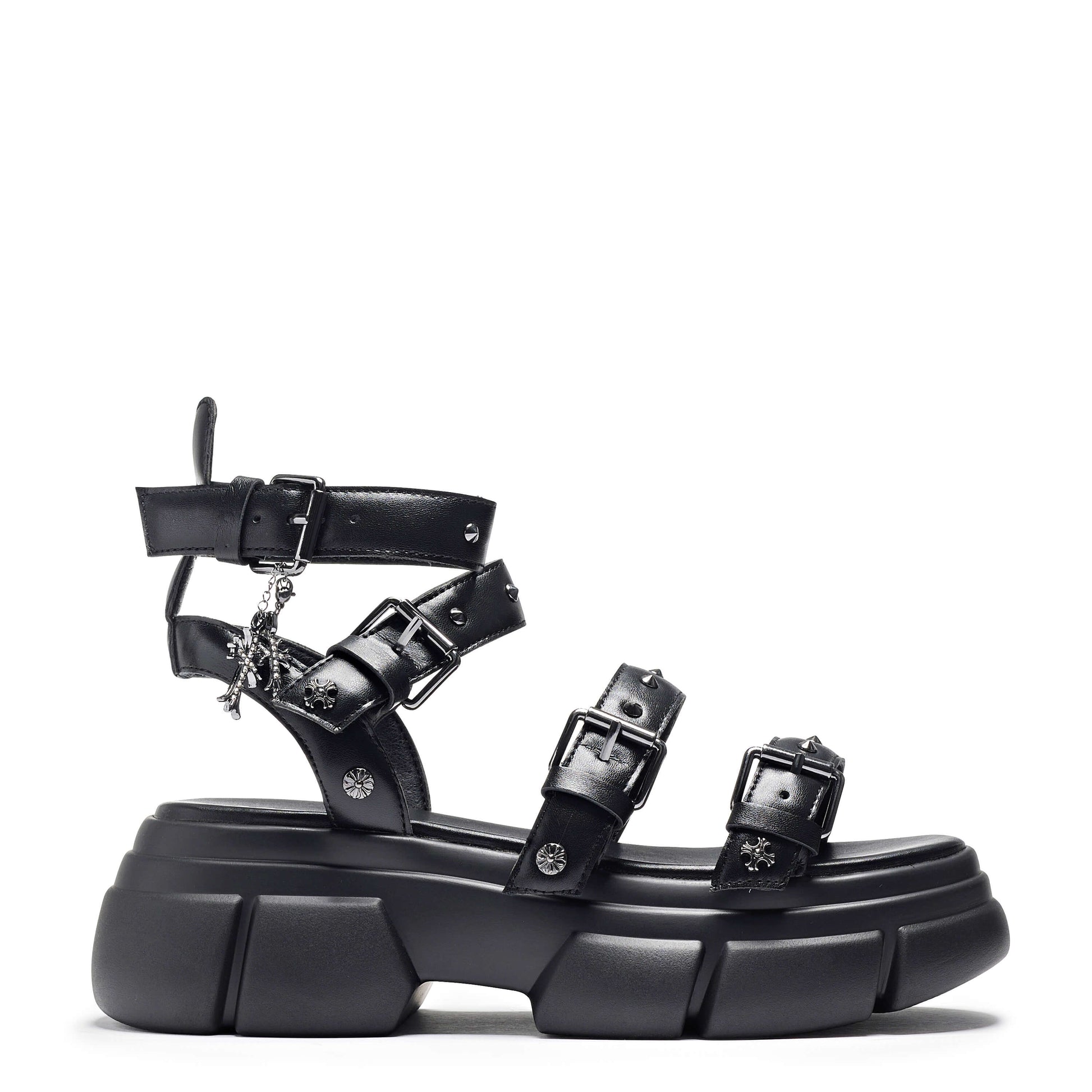 A Raining Vengeance Charm Platform Sandals - Sandals - KOI Footwear - Black - Side View