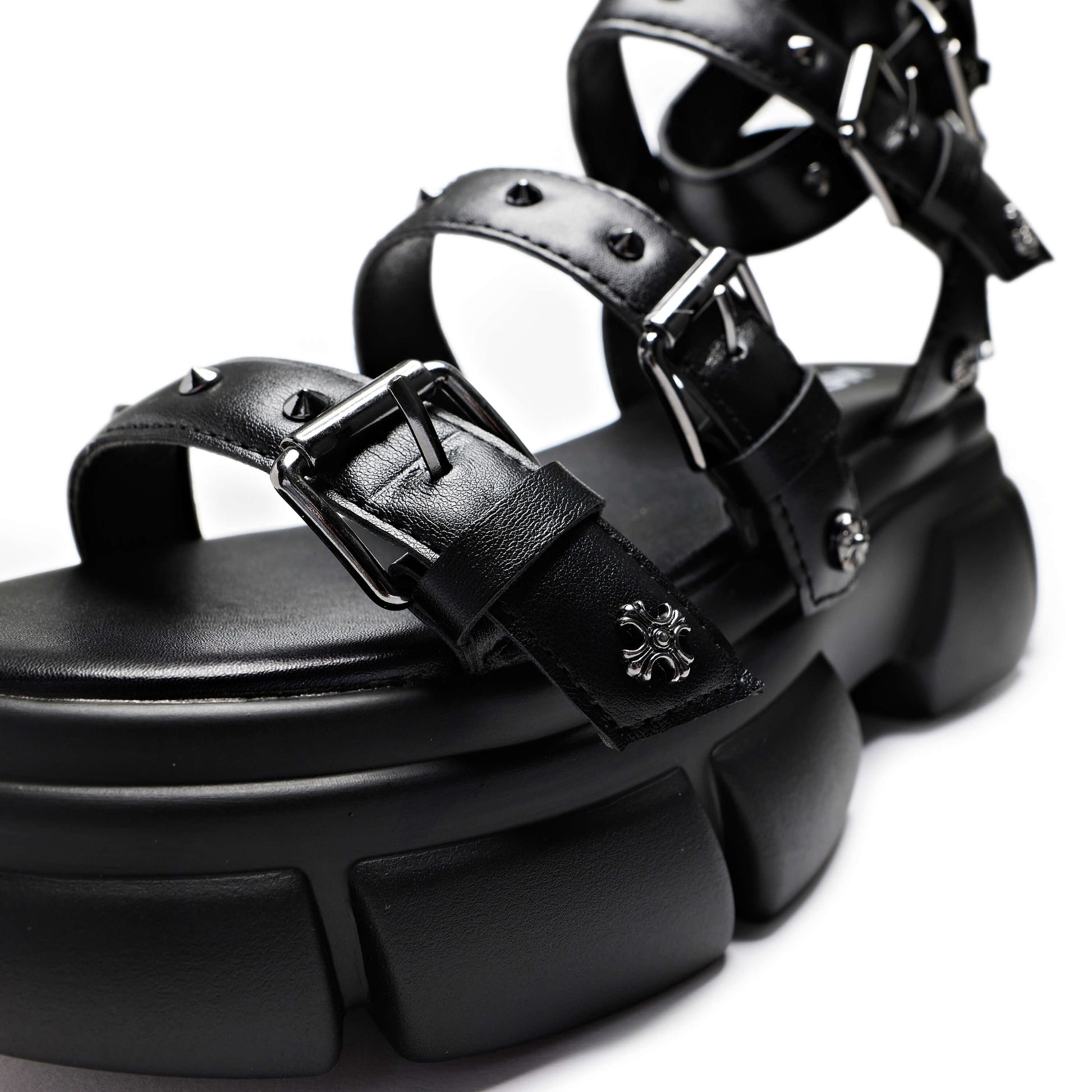 A Raining Vengeance Charm Platform Sandals - Sandals - KOI Footwear - Black - Front Detail