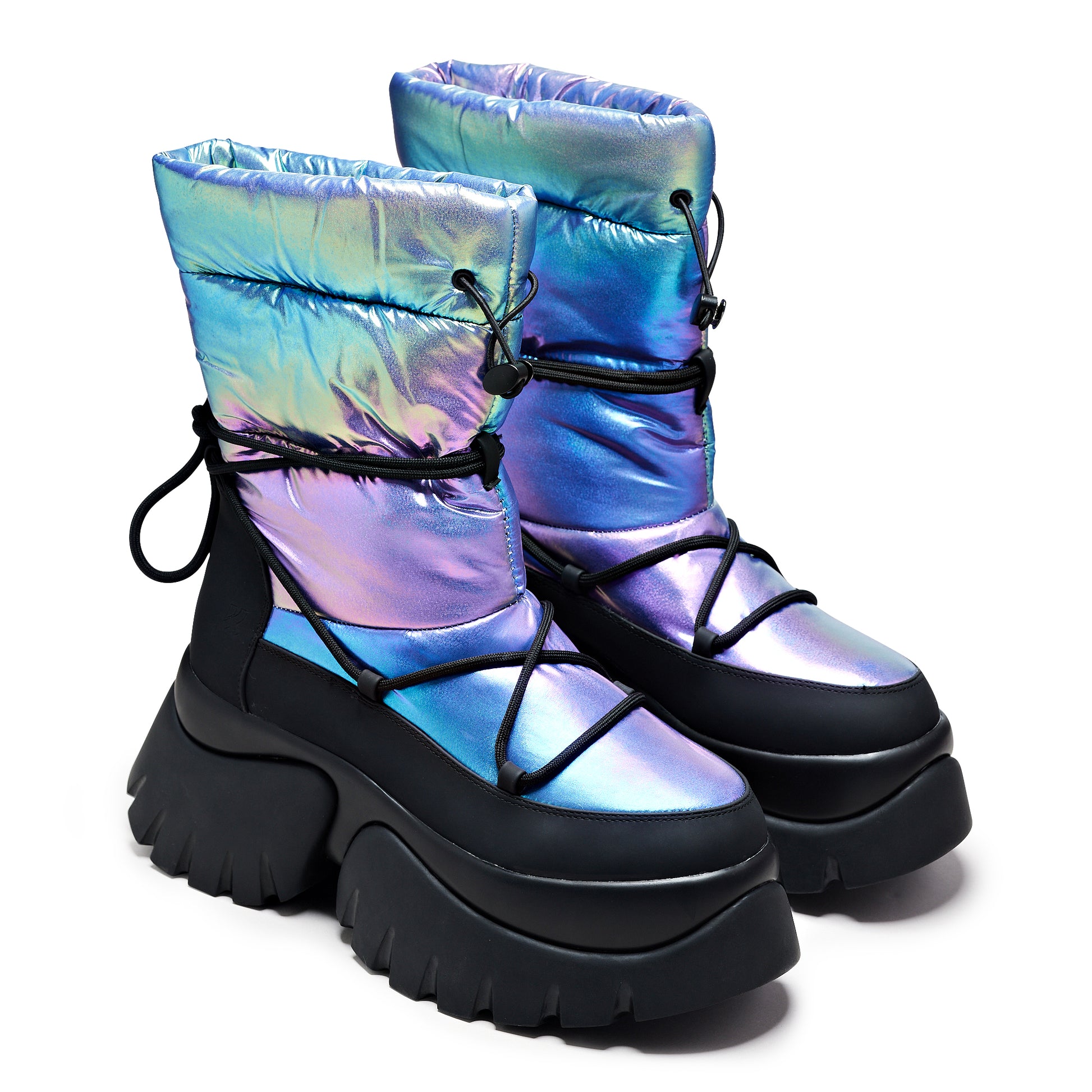 A Glass Mirage Snow Boots - Rainbow - Ankle Boots - KOI Footwear - Multi - Three-Quarter View