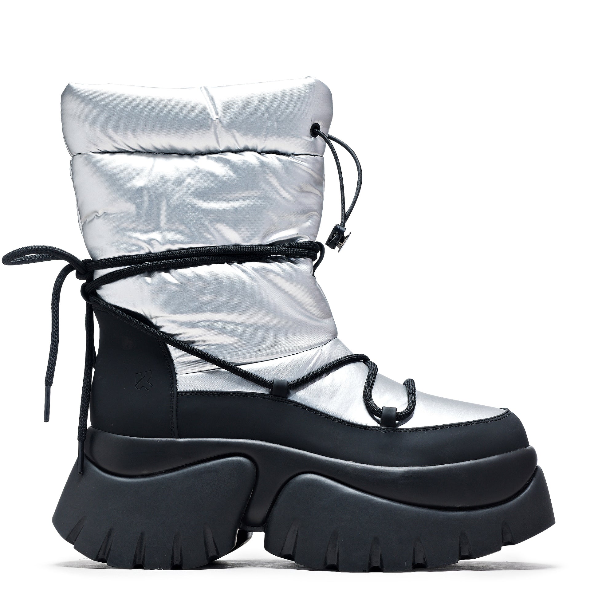 A Glass Mirage Snow Boots - Steel - Ankle Boots - KOI Footwear - Silver - Side View
