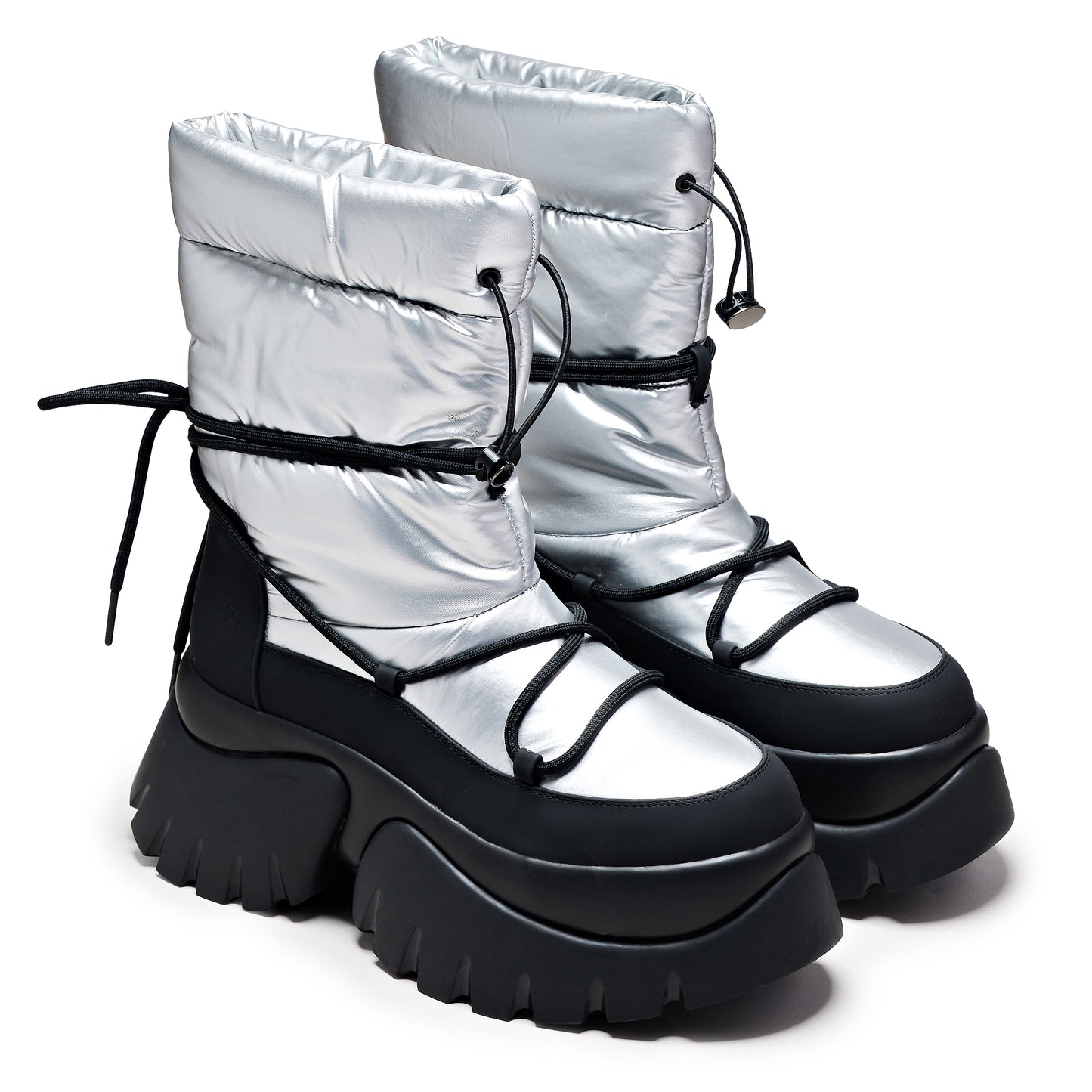 A Glass Mirage Snow Boots - Steel - Ankle Boots - KOI Footwear - Silver - Three-Quarter View