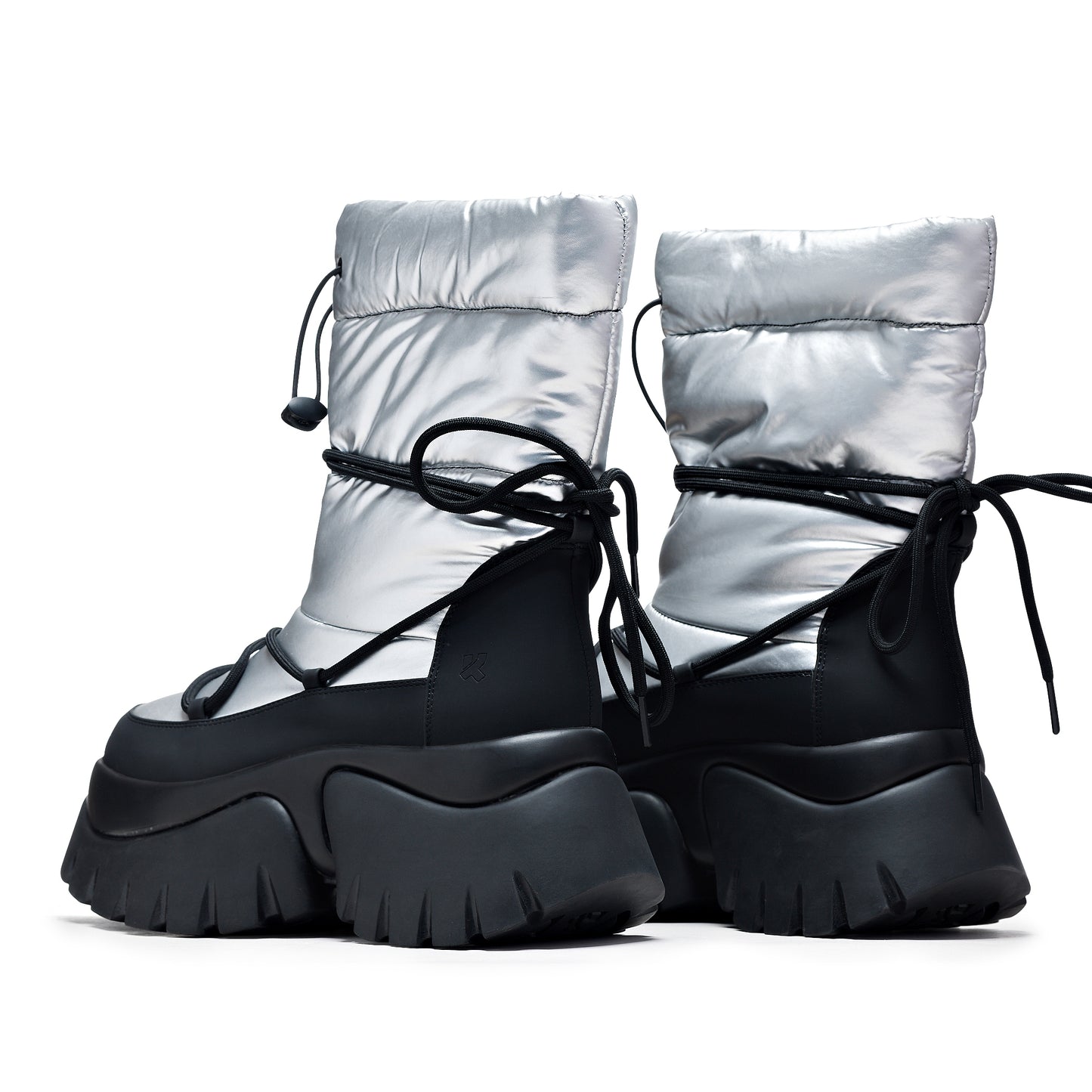 A Glass Mirage Snow Boots - Steel - Ankle Boots - KOI Footwear - Silver - Back View