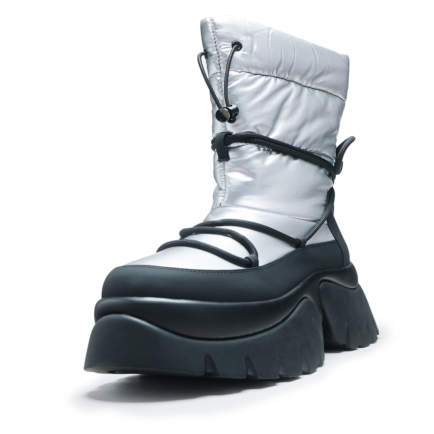 A Glass Mirage Snow Boots - Steel - Ankle Boots - KOI Footwear - Silver - Front Detail View
