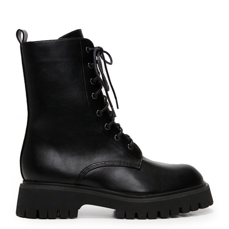 Anchor Black Military Lace Up Boots - Ankle Boots - KOI Footwear - Black - Main View