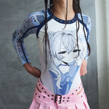 Dreamwave Anime-Print Bodysuit - Blue