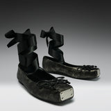 Blithe Metal Toe Ballet Flats- Cracked Grey- PRE ORDER