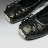 Blithe Metal Toe Ballet Flats- Cracked Grey- PRE ORDER