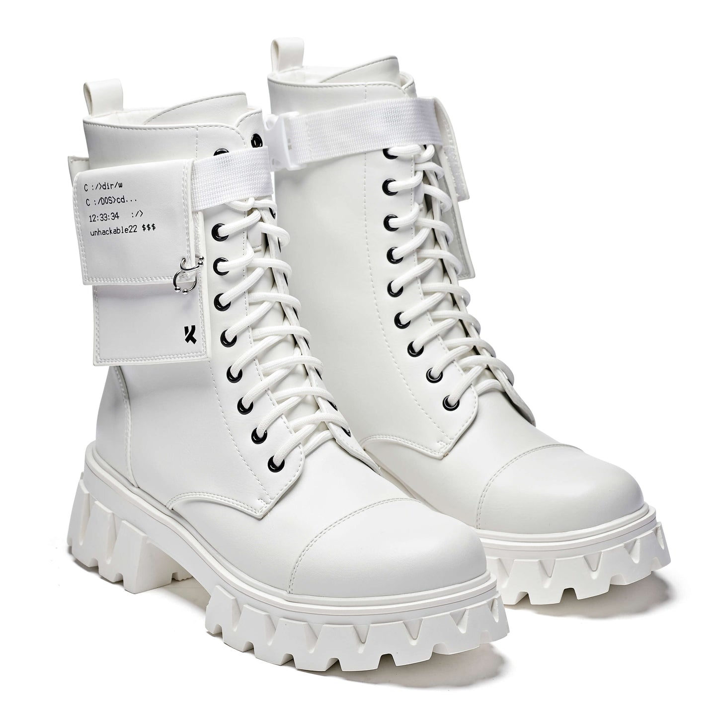 Banshee White Boots - Ankle Boots - KOI Footwear - White - Three-Quarter View