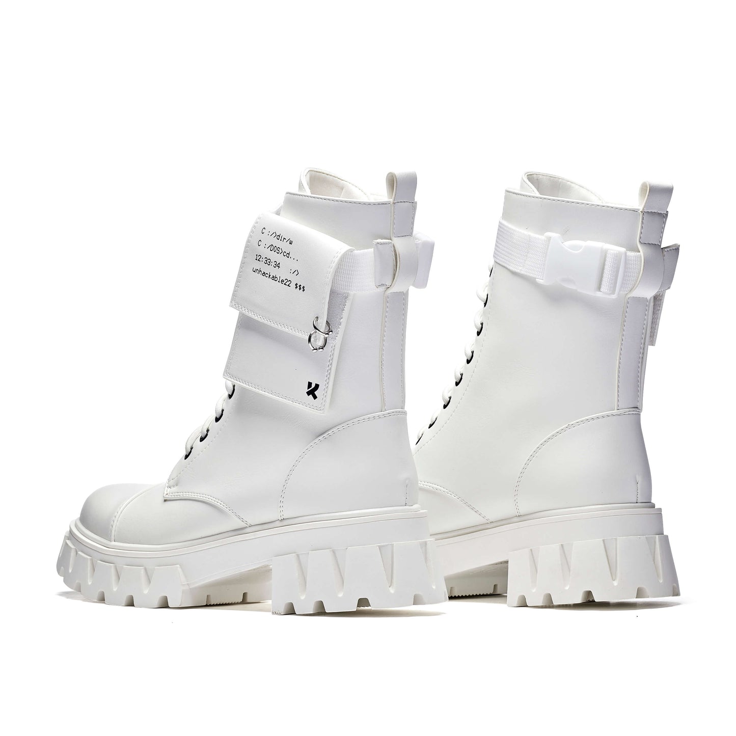 Banshee White Boots - Ankle Boots - KOI Footwear - White - Back View