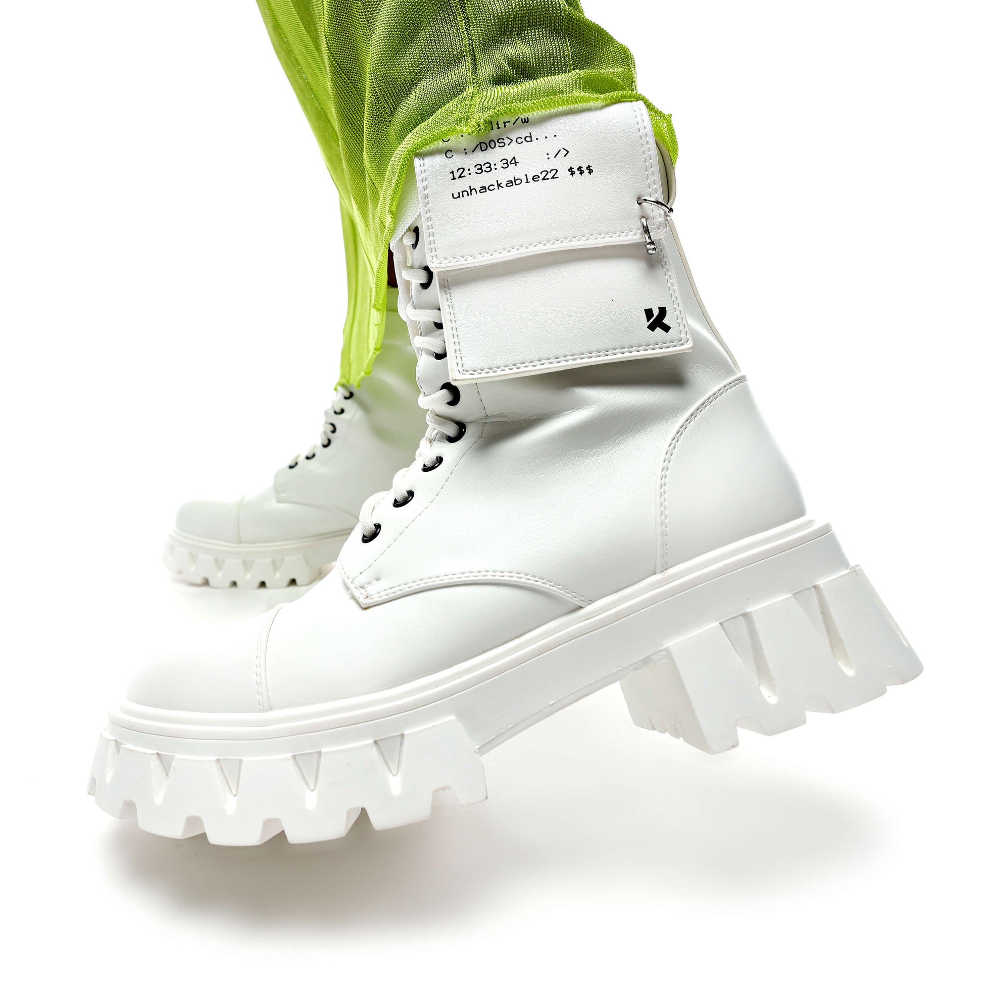 Banshee White Boots - Ankle Boots - KOI Footwear - White - Model Side View