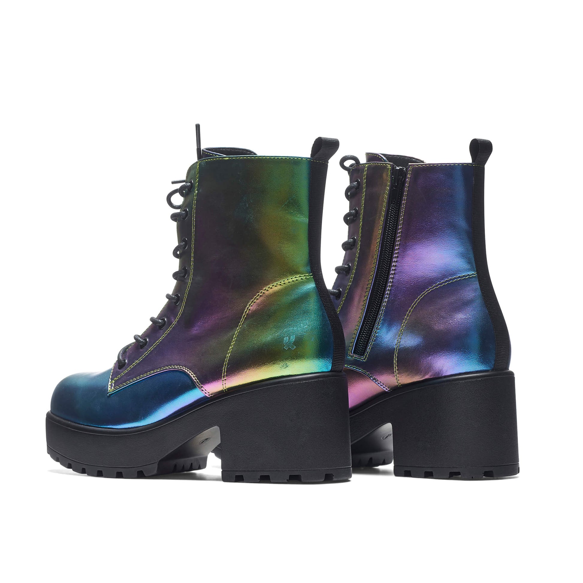 Bismuth Platform Military Boots - Rainbow - KOI Footwear - Back View