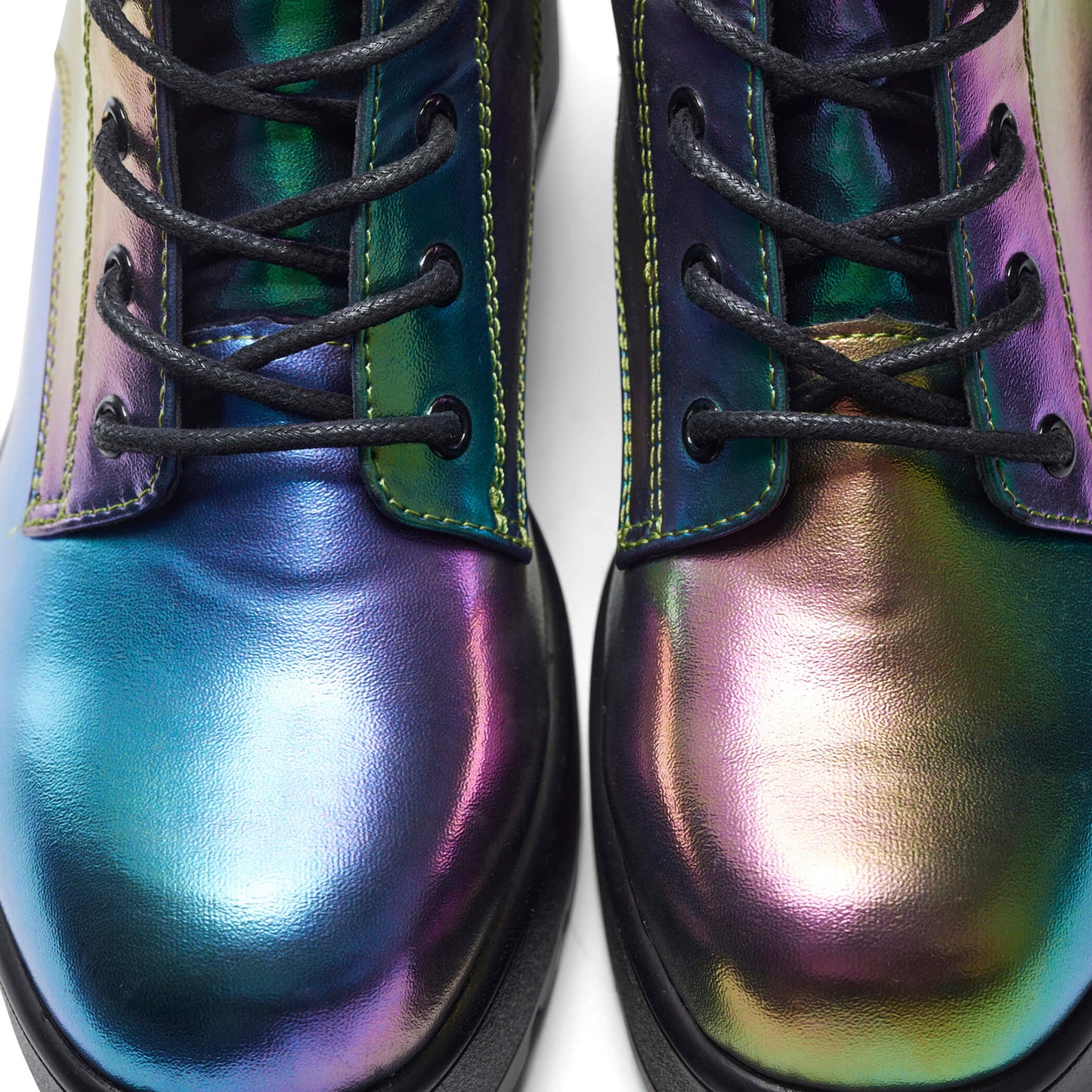 Bismuth Platform Military Boots - Rainbow - KOI Footwear - Top Detail View