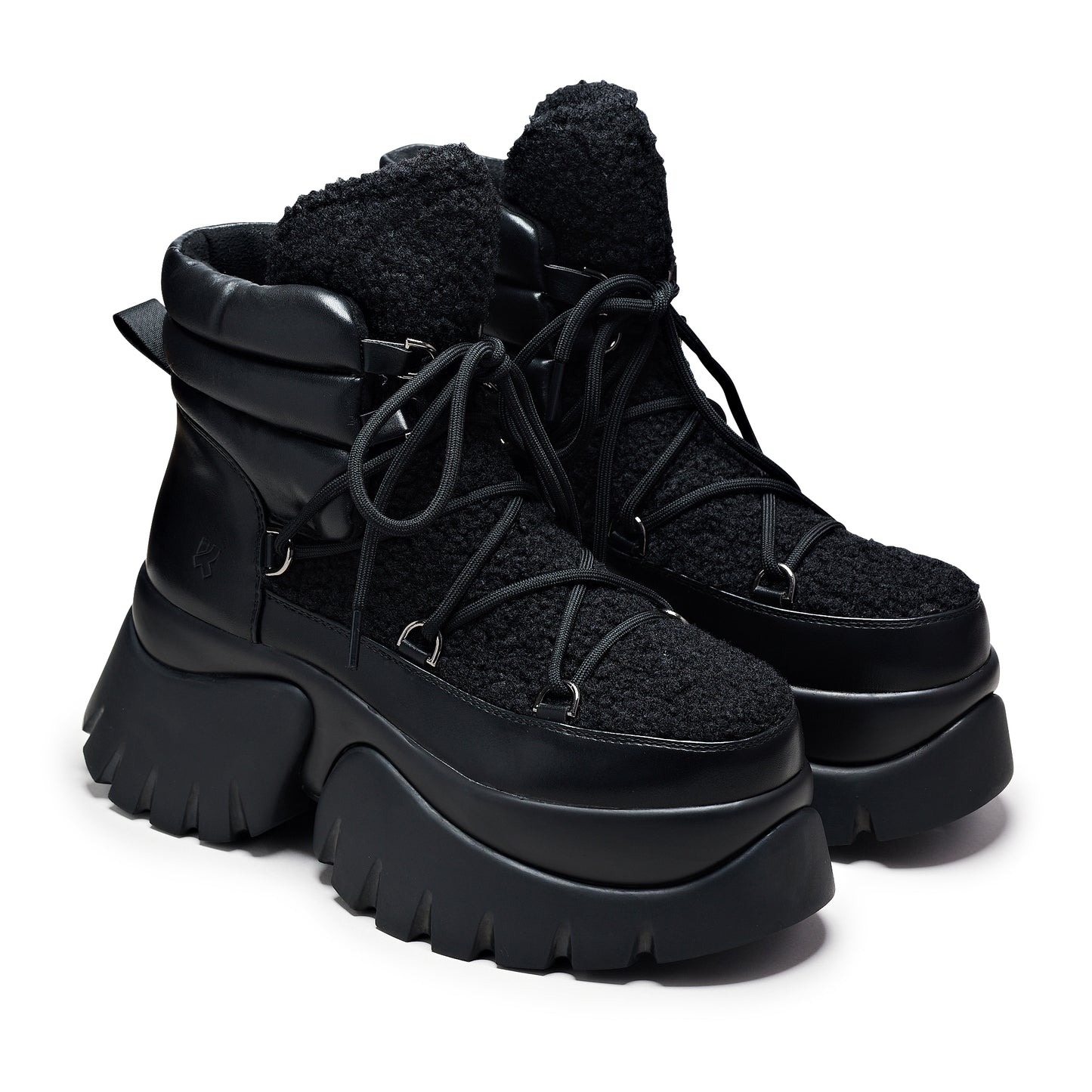 Black Fluffy Vilun Winter Boots - Ankle Boots - KOI Footwear - Black - Three-Quarter View