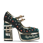 Boleyn Bejewelled Chunky Heels - Side view