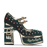 Boleyn Bejewelled Chunky Heels - Side view