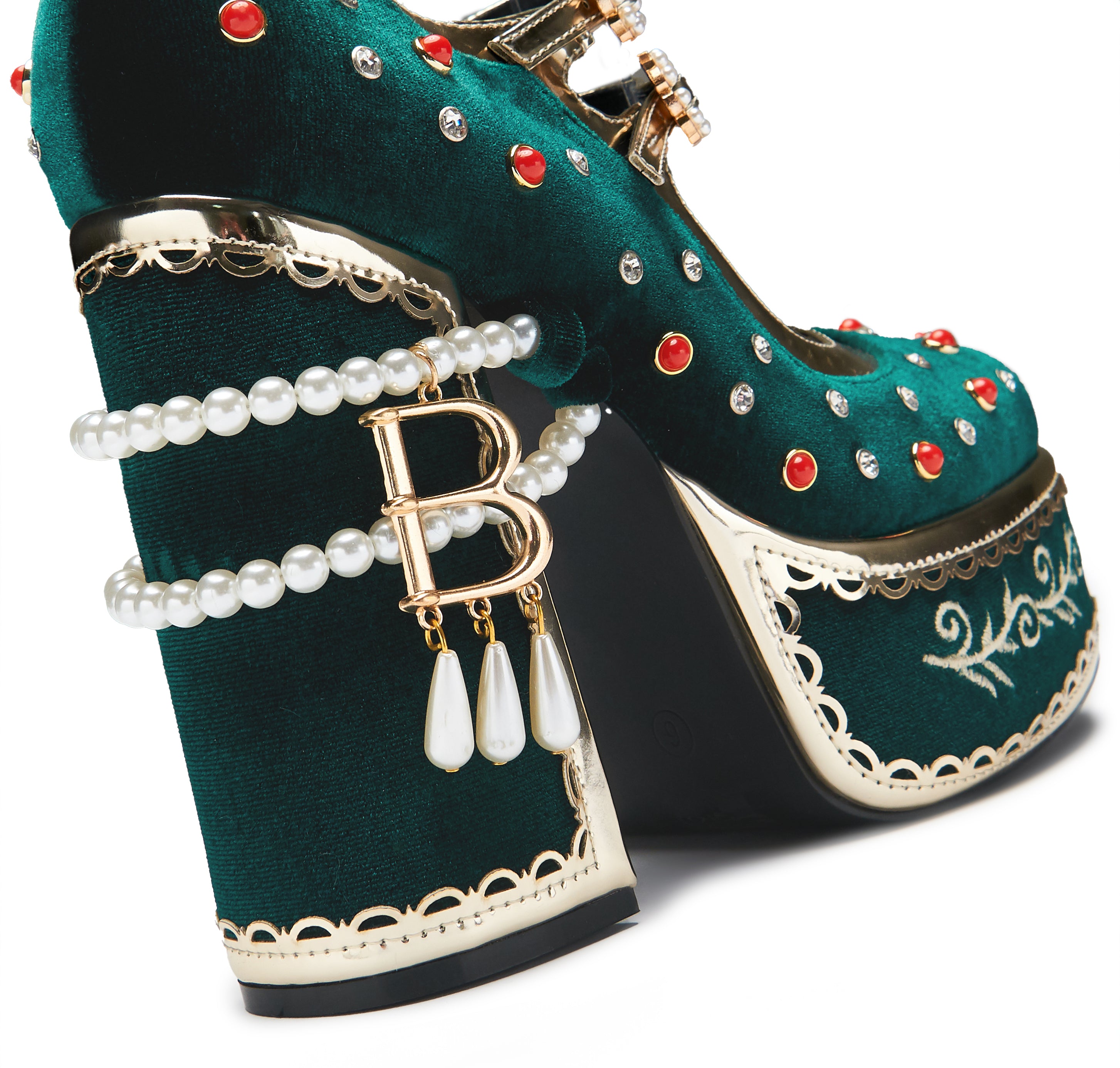 Boleyn_s_Revenge_Bejewelled_Velvet_Heels_Green_2