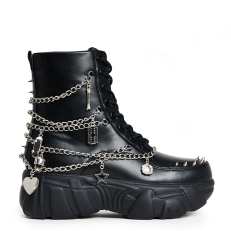 Boned Catch Black Mystic Charm Boots - Ankle Boots - KOI Footwear - Black - Main View