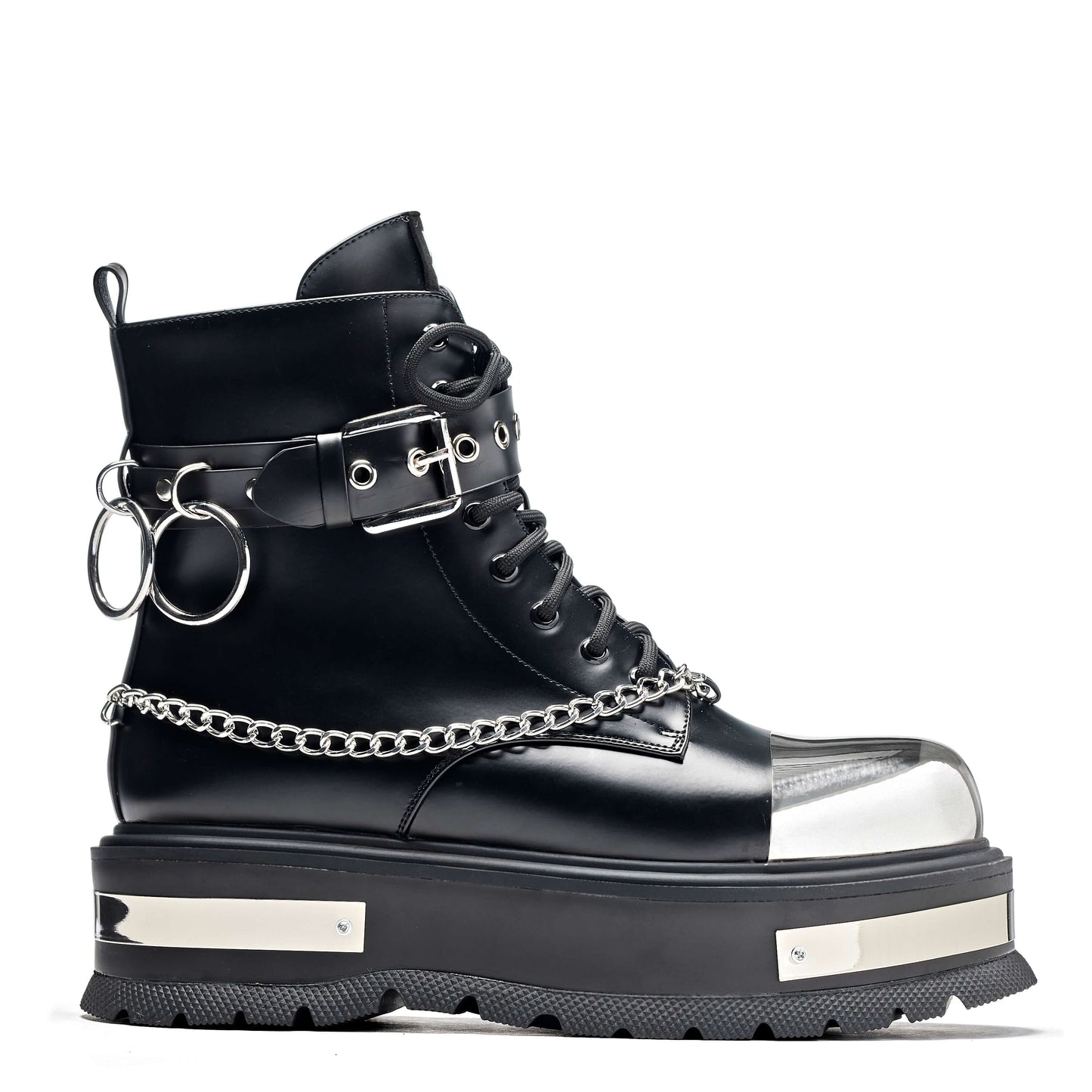 Borin Men's Hardware Platform Boots - Ankle Boots - KOI Footwear - Black - Side View